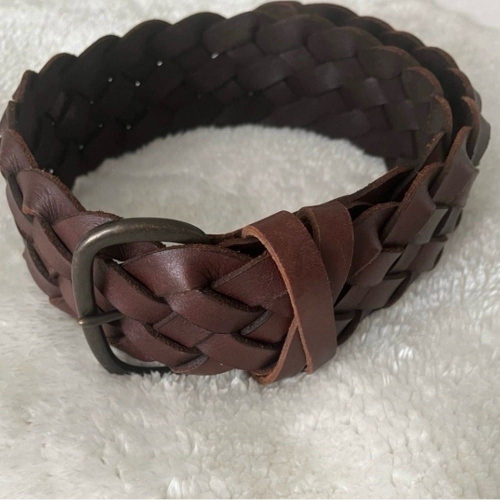 Club Monaco Brown Braided Leather Belt.